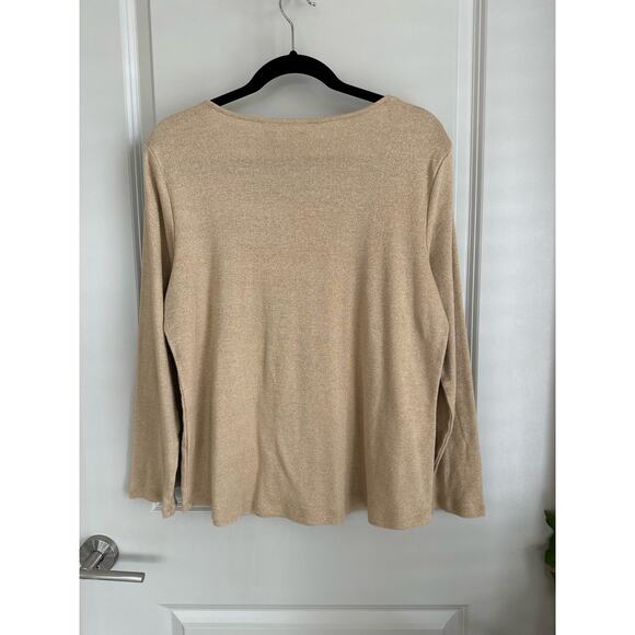 Chico's Gold Metallic Lightweight Sweater Sz. 2/Large - Picture 2 of 7